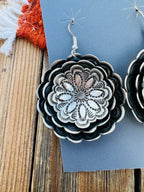 Handcrafted Sterling Silver Concho Dangle Earrings by Leander Tahe - Che Cose Belle