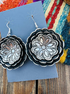 Handcrafted Sterling Silver Concho Dangle Earrings by Leander Tahe - Che Cose Belle