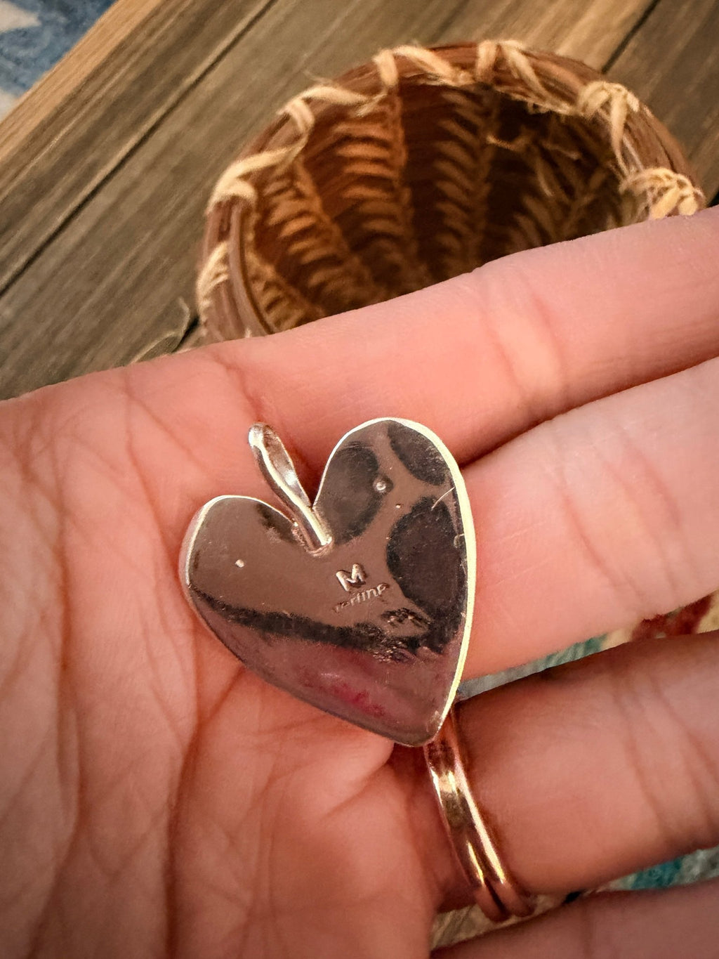 Handcrafted Sterling Silver & Fire Opal Heart Pendant by Joseph Martinez - Che Cose Belle