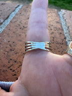 Handcrafted Sterling Silver & Kingman Turquoise Inlay 3 Row Stacker Ring - Che Cose Belle