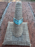 Handcrafted Sterling Silver & Kingman Turquoise Inlay 3 Row Stacker Ring - Che Cose Belle