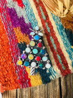 Handcrafted Sterling Silver & Multicolor Opal Christmas Tree Brooch - Che Cose Belle