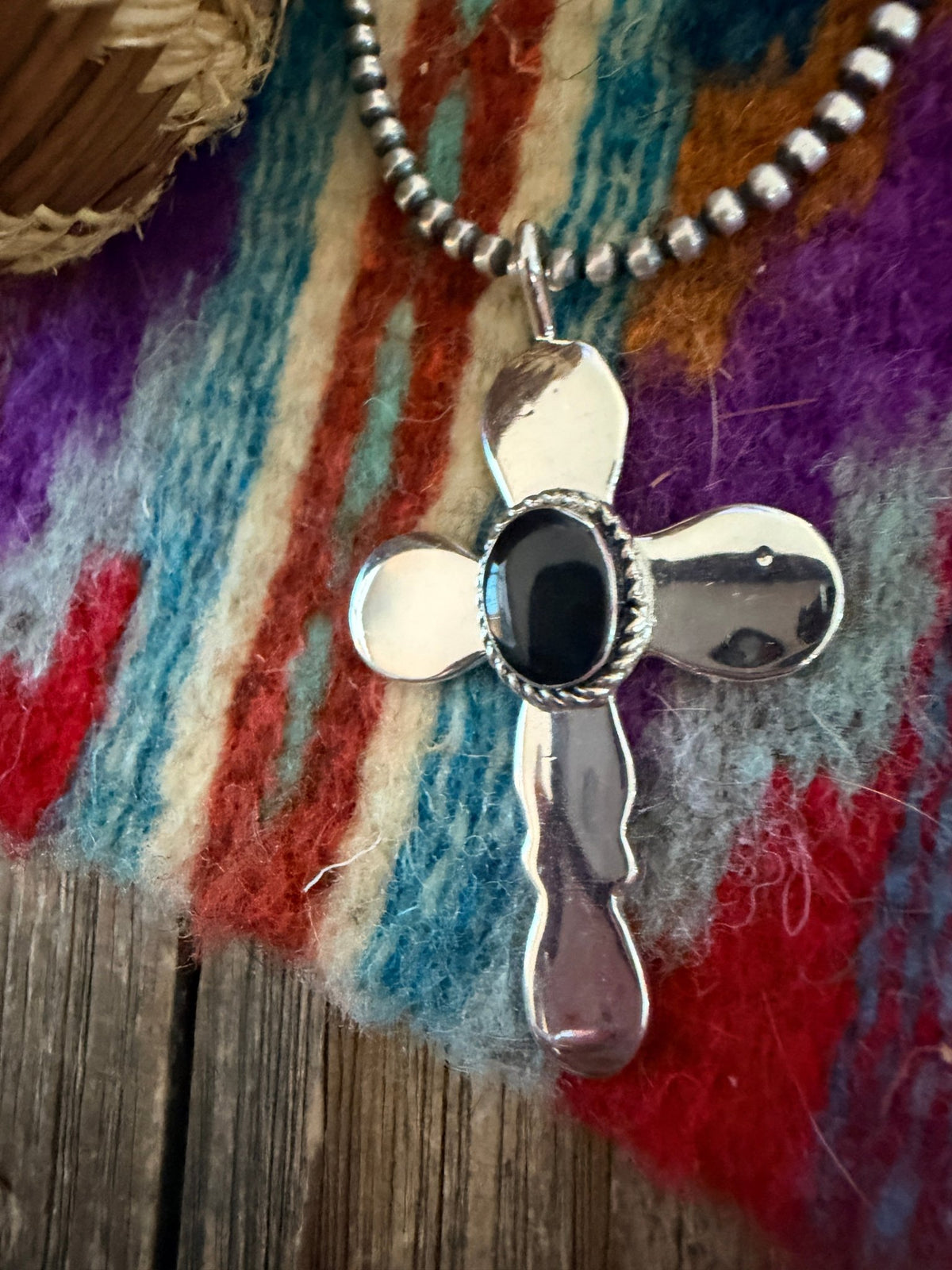Handcrafted Sterling Silver & Onyx Cross Pendant by Joseph Martinez - Che Cose Belle
