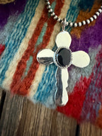 Handcrafted Sterling Silver & Onyx Cross Pendant by Joseph Martinez - Che Cose Belle