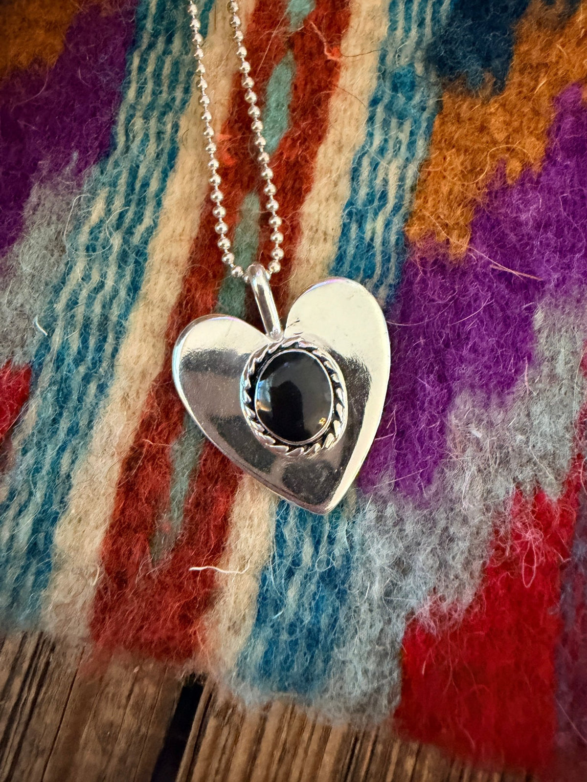 Handcrafted Sterling Silver & Onyx Heart Pendant by Joseph Martinez - Che Cose Belle