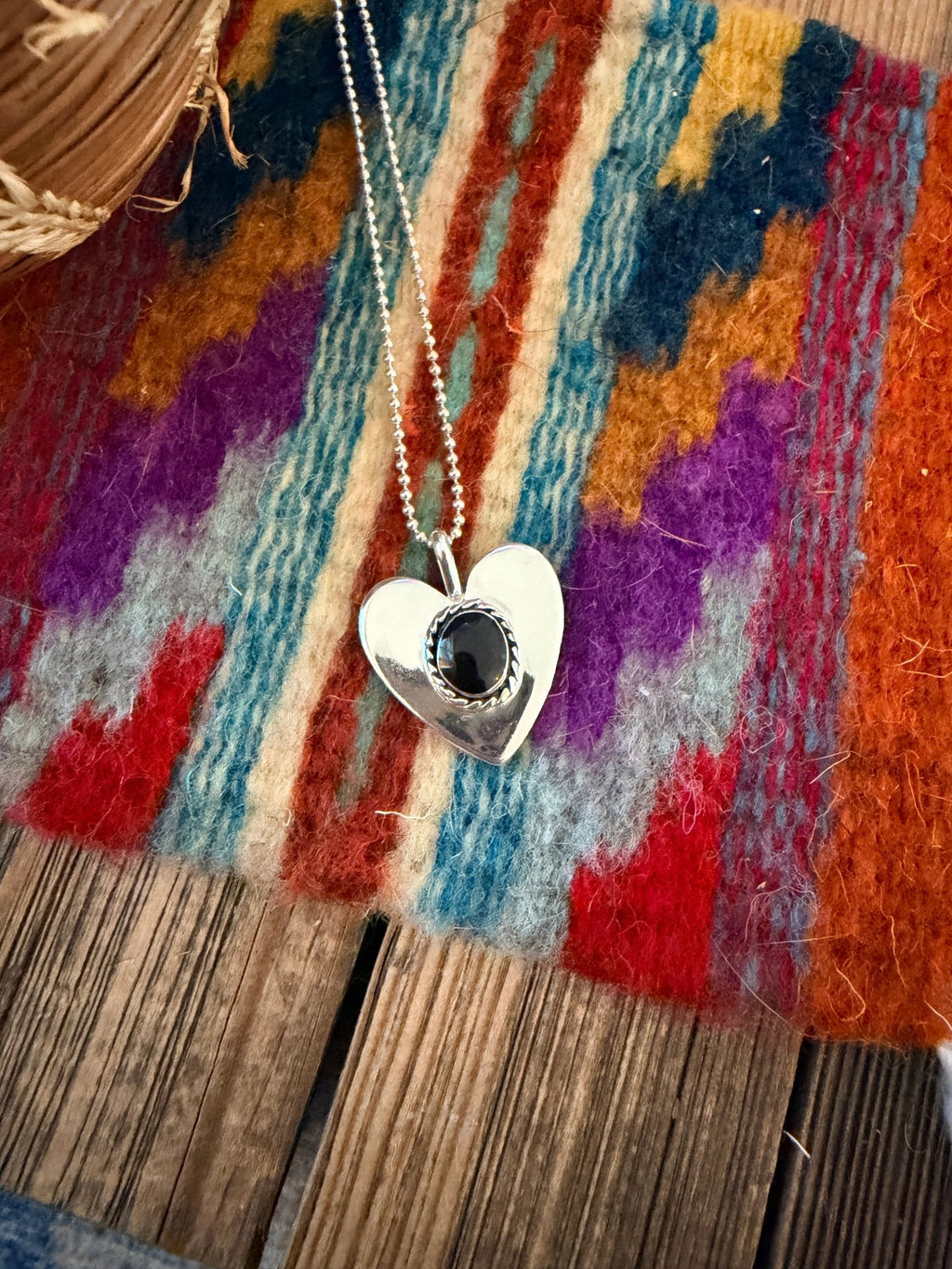 Handcrafted Sterling Silver & Onyx Heart Pendant by Joseph Martinez - Che Cose Belle