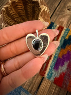 Handcrafted Sterling Silver & Onyx Heart Pendant by Joseph Martinez - Che Cose Belle