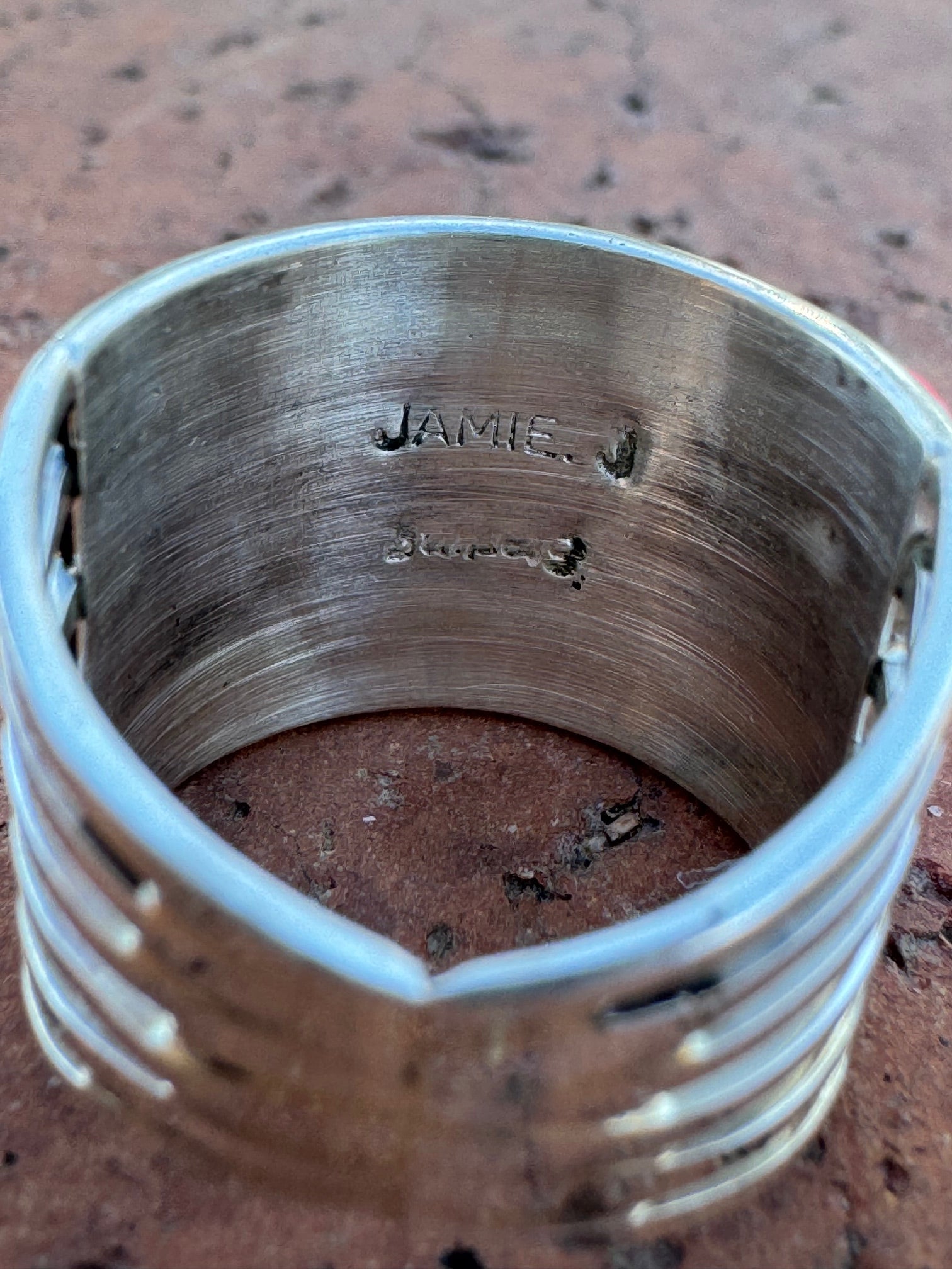 Handcrafted Sterling Silver & Pink Opal Inlay 5 Row Stacker Ring - Che Cose Belle