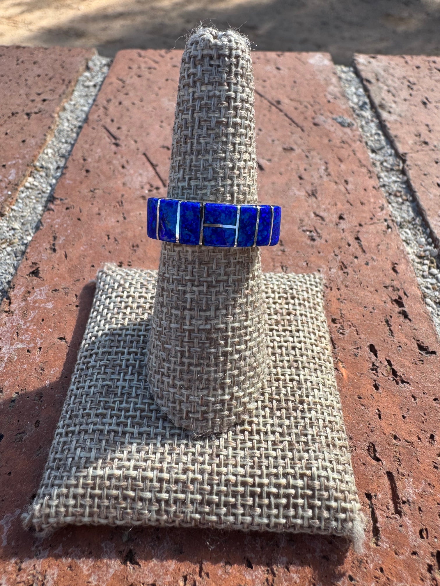 Handcrafted Sterling Silver & Royal Blue Opal Inlay Band Ring Size 7 - Che Cose Belle
