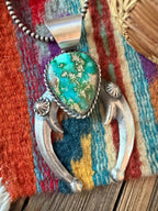 Handcrafted Sterling Silver & Sonoran Mountain Turquoise Naja Pendant by Chimney Butte - Che Cose Belle