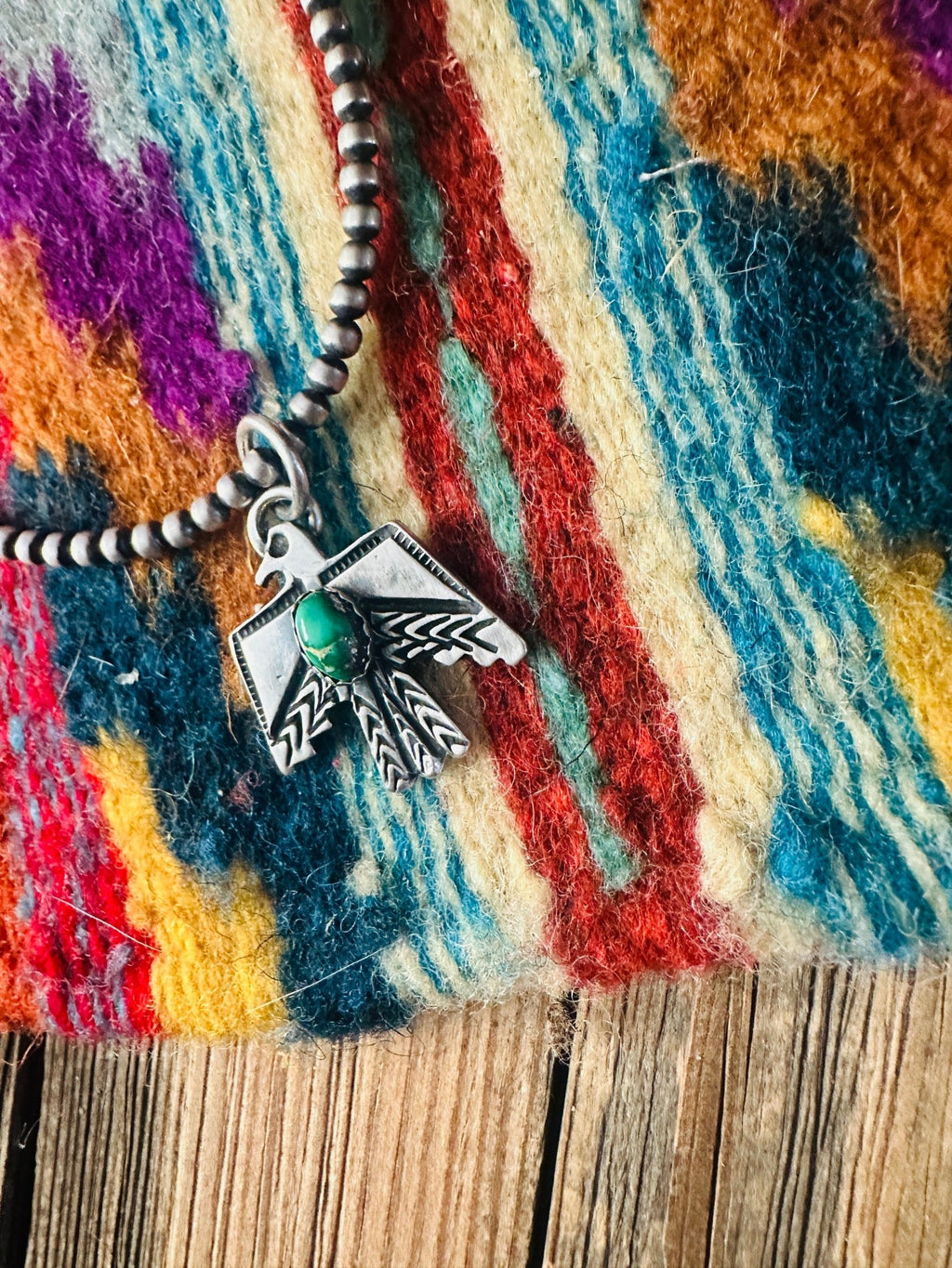 Handcrafted Sterling Silver & Sonoran Mountain Turquoise Thunderbird Pendant - Che Cose Belle
