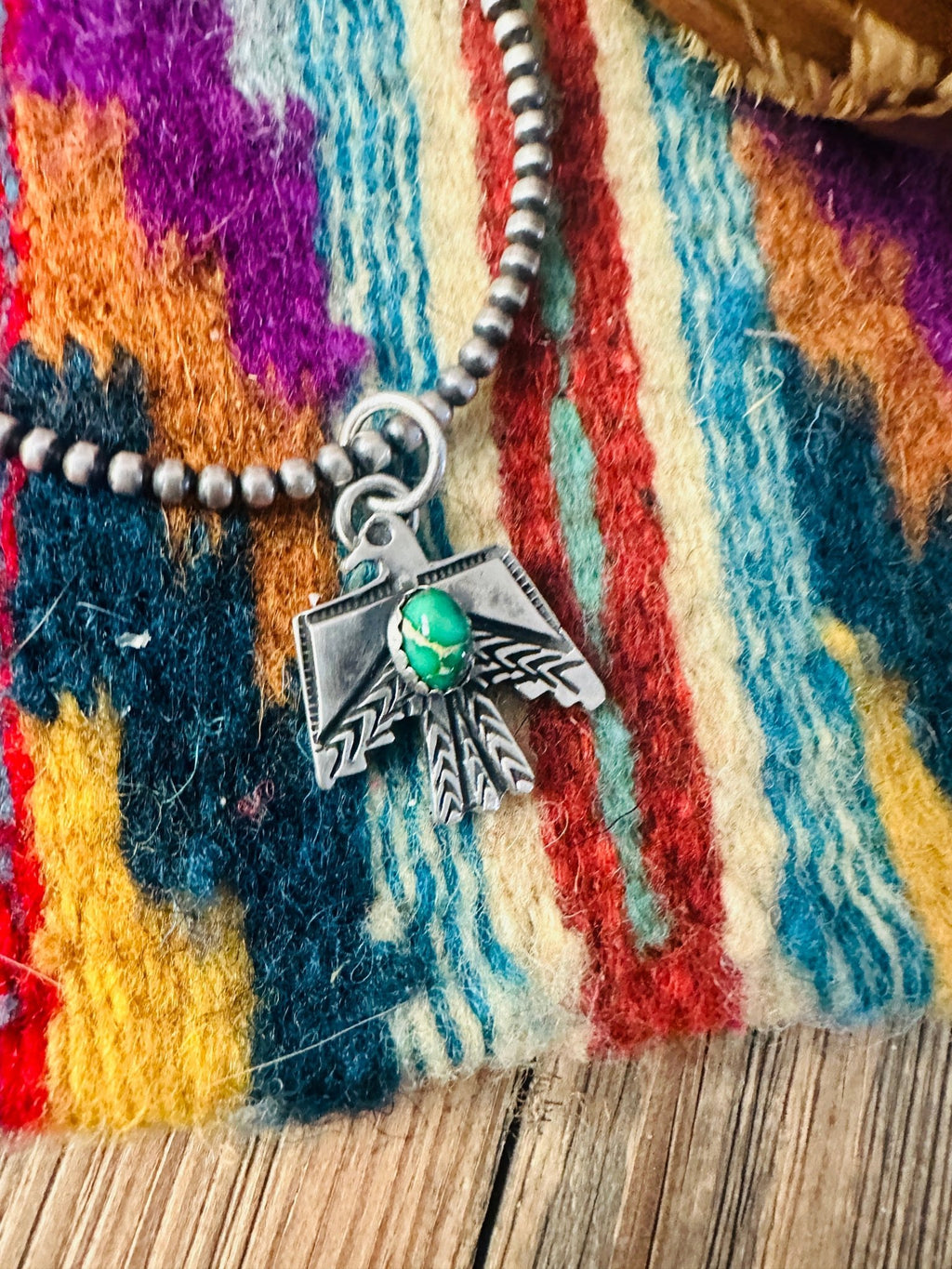 Handcrafted Sterling Silver & Sonoran Mountain Turquoise Thunderbird Pendant - Che Cose Belle
