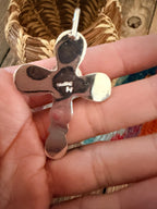 Handcrafted Sterling Silver & Spiny Oyster Cross Pendant by Joseph Martinez - Che Cose Belle