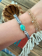 Handcrafted Sterling Silver & Turquoise Arrow Cuff Bracelet - Che Cose Belle