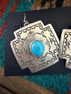 Handcrafted Sterling Silver & Turquoise Concho Cross Dangle Earrings - Che Cose Belle