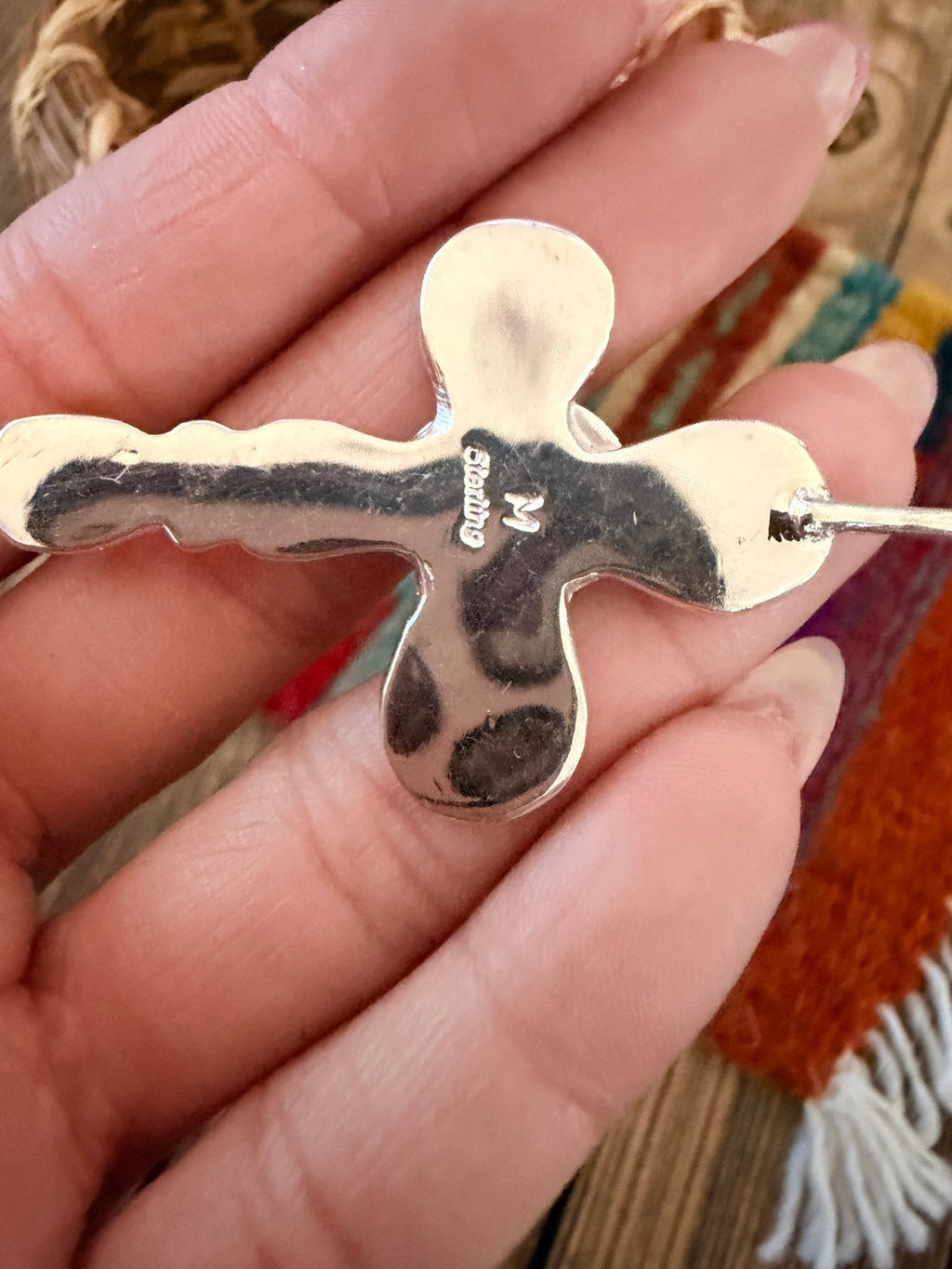 Handcrafted Sterling Silver & Turquoise Cross Pendant by Joseph Martinez - Che Cose Belle