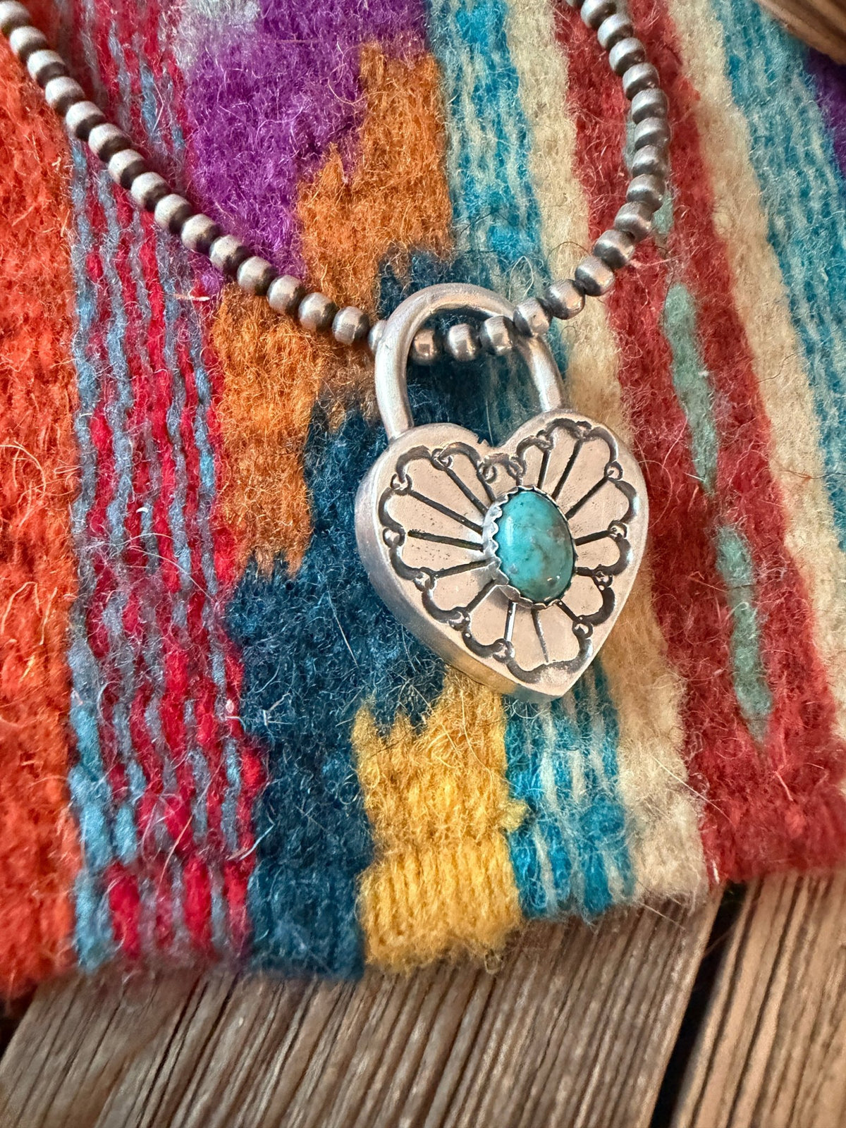 Handcrafted Sterling Silver & Turquoise Heart Locket Pendant - Che Cose Belle