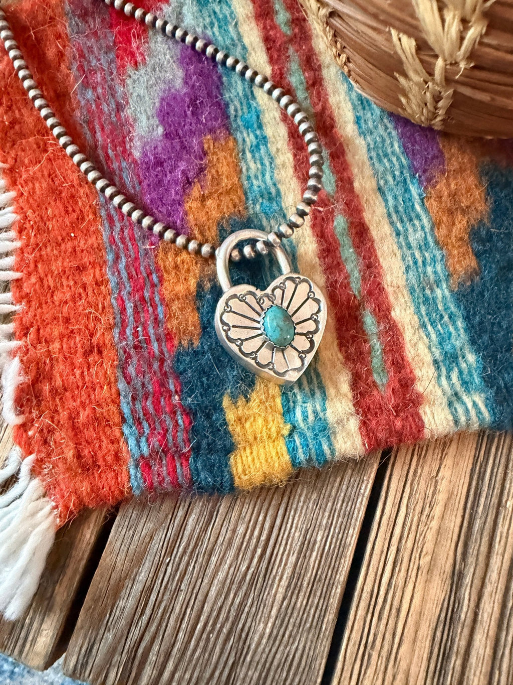 Handcrafted Sterling Silver & Turquoise Heart Locket Pendant - Che Cose Belle