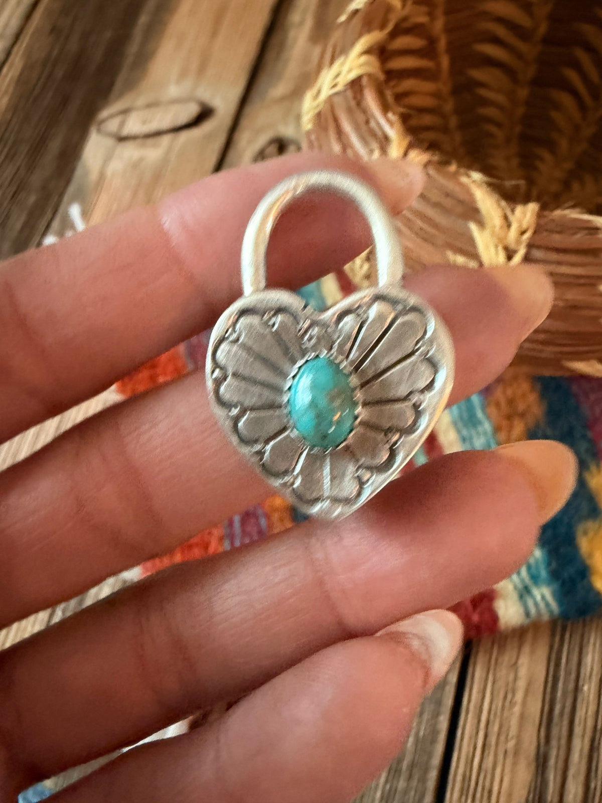 Handcrafted Sterling Silver & Turquoise Heart Locket Pendant - Che Cose Belle