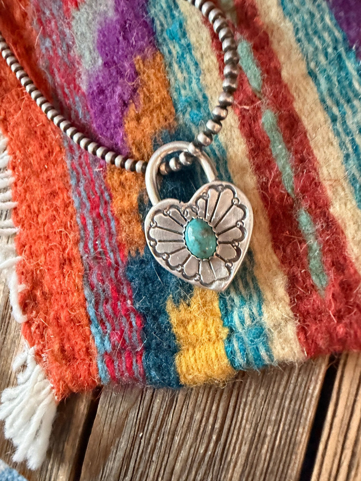 Handcrafted Sterling Silver & Turquoise Heart Locket Pendant - Che Cose Belle