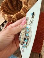 Handcrafted Sterling Silver & Turquoise Petit Point Dangle Hoop Earrings - Che Cose Belle