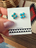 Handcrafted Sterling Silver & Turquoise Petit Point Stud Earrings - Che Cose Belle