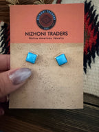 Handcrafted Sterling Silver & Turquoise Stud Earrings - Che Cose Belle