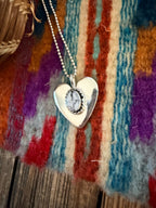 Handcrafted Sterling Silver & White Buffalo Heart Pendant by Joseph Martinez - Che Cose Belle