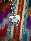 Handcrafted Sterling Silver & White Buffalo Heart Pendant by Joseph Martinez - Che Cose Belle