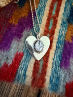 Handcrafted Sterling Silver & White Buffalo Heart Pendant by Joseph Martinez - Che Cose Belle