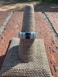 Handcrafted Sterling Silver & White Fire Opal with Lapis Inlay Band Ring - Che Cose Belle