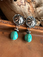 Handcrafted Summer Lovin’ Sterling Silver and Sonoran Turquoise Bead Concho Post Earrings - Che Cose Belle