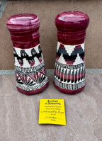 Handcrafted Tall Burgundy Salt & Pepper Shakers “Cassandra King” - Che Cose Belle