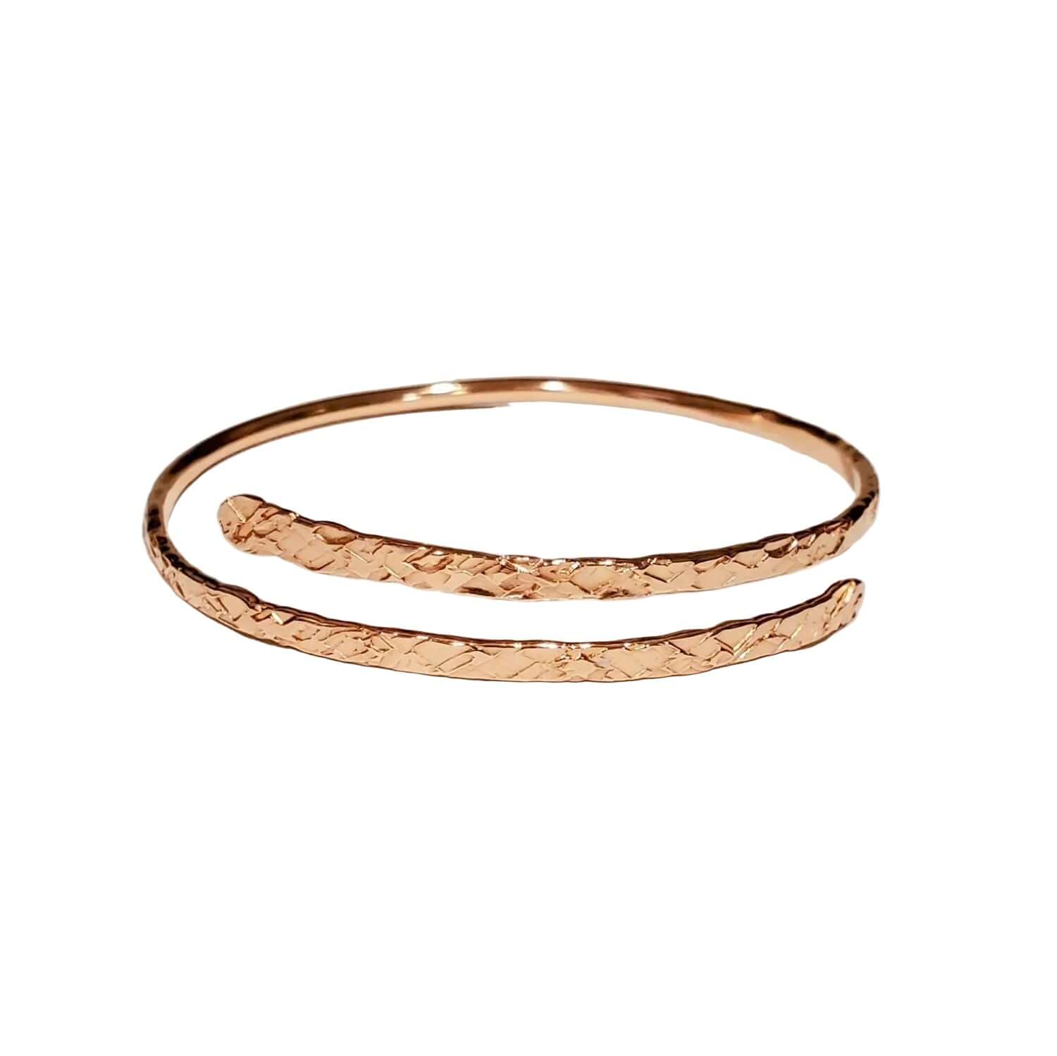 Handmade Adjustable 10 Gauge Copper Hammer Textured Overlap Bangle - Che Cose Belle