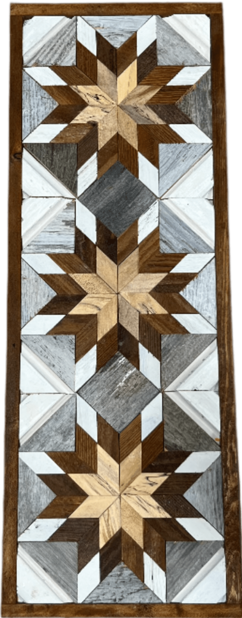 Handmade Amish Barn Quilt Banner Wall Art – 10.5in x 30in Reclaimed Wood Mosaic - Che Cose Belle