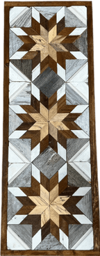 Handmade Amish Barn Quilt Banner Wall Art – 10.5in x 30in Reclaimed Wood Mosaic - Che Cose Belle