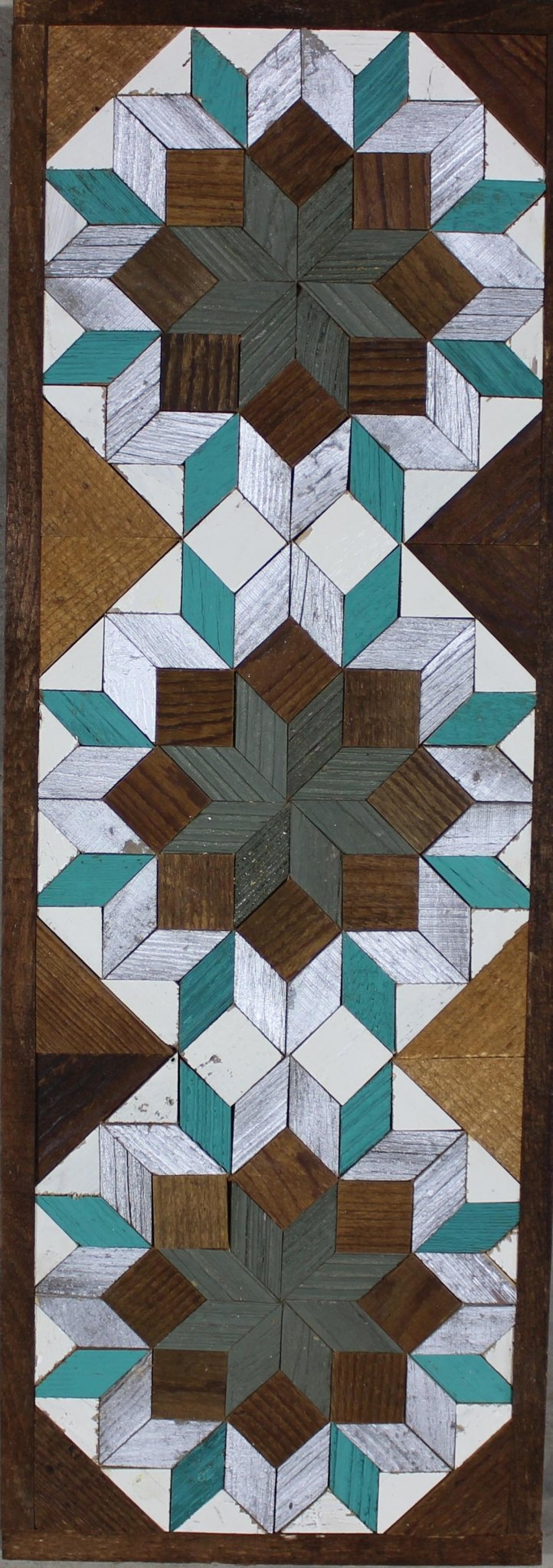 Handmade Amish Barn Quilt Banner Wall Art – 10.5in x 30in Reclaimed Wood Mosaic - Che Cose Belle