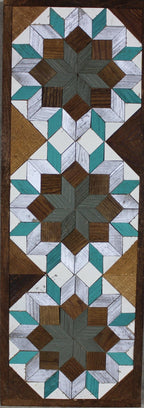 Handmade Amish Barn Quilt Banner Wall Art – 10.5in x 30in Reclaimed Wood Mosaic - Che Cose Belle