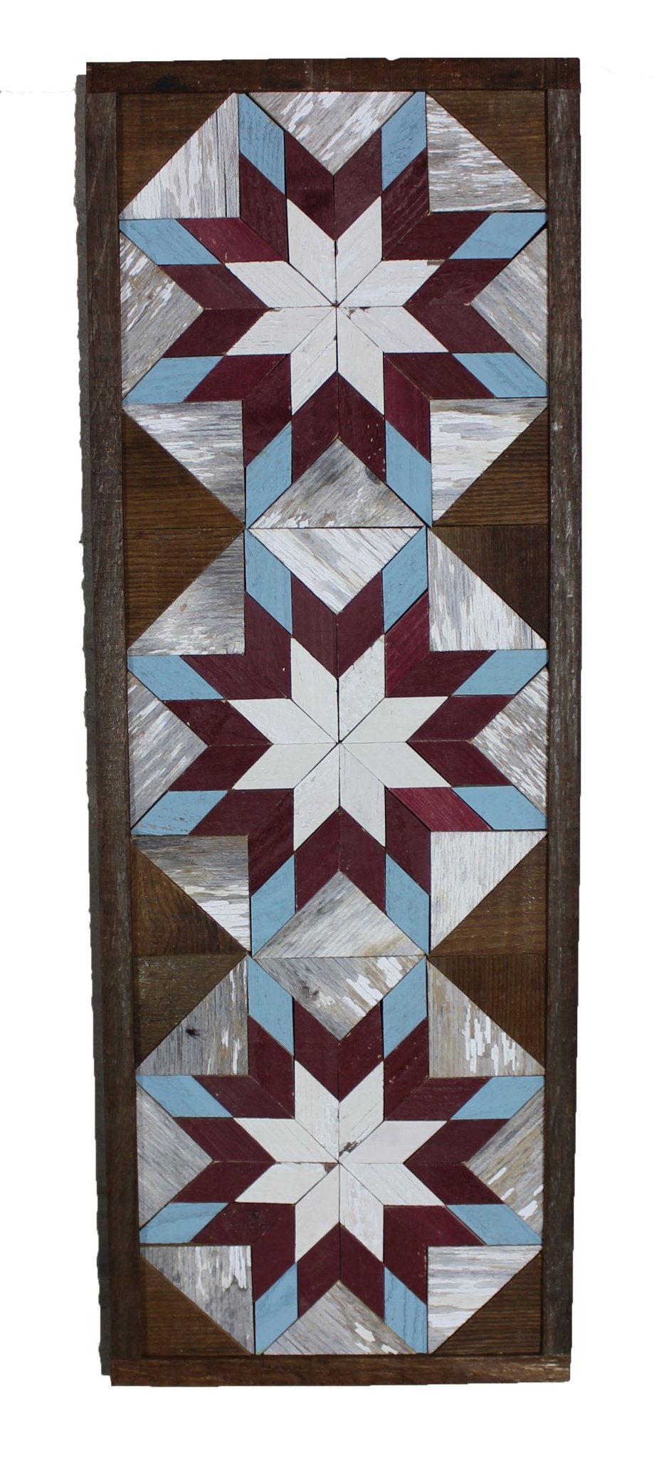 Handmade Amish Barn Quilt Banner Wall Art – 10.5in x 30in Reclaimed Wood Mosaic - Che Cose Belle