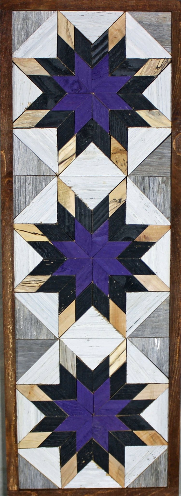 Handmade Amish Barn Quilt Banner Wall Art – 10.5in x 30in Reclaimed Wood Mosaic - Che Cose Belle