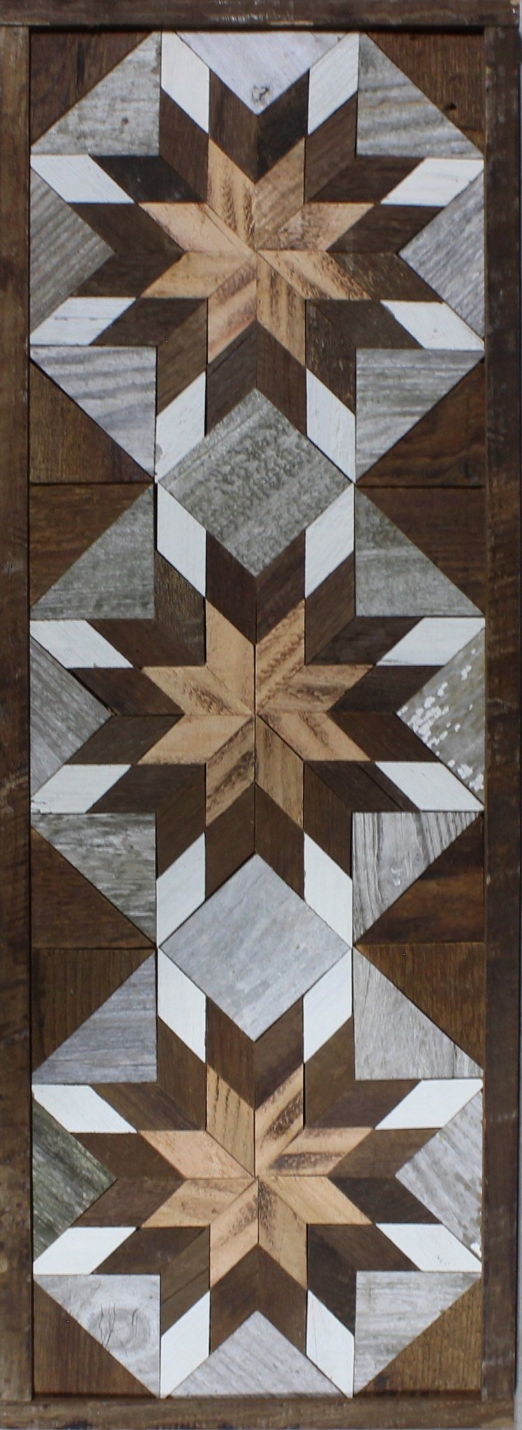 Handmade Amish Barn Quilt Banner Wall Art – 10.5in x 30in Reclaimed Wood Mosaic - Che Cose Belle