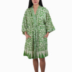Handmade Batik Robe/ Kimono, Cotton Coffee Leaf - Che Cose Belle
