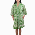 Handmade Batik Robe/ Kimono, Cotton Coffee Leaf - Che Cose Belle