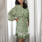 Handmade Batik Robe/ Kimono, Cotton Coffee Leaf - Che Cose Belle