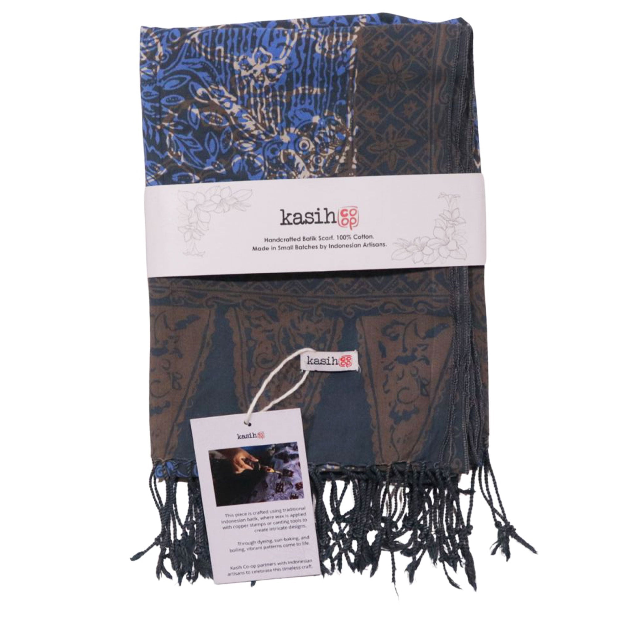 Handmade Batik Scarf - 100% Soft Cotton - Butterfly Brown - Che Cose Belle