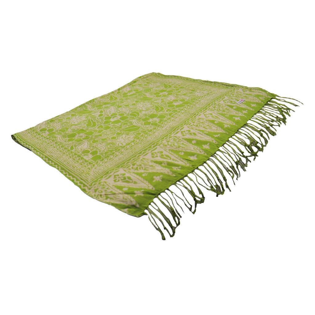 Handmade Batik Scarf - 100% Soft Cotton - Spotted Flowers Green - Che Cose Belle