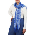 Handmade Batik Scarf, soft Cotton, Boulder, Blue, Light Blue, White - Che Cose Belle