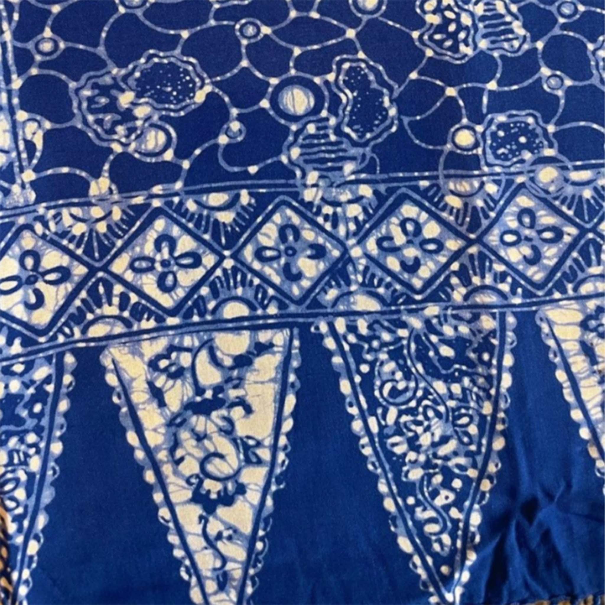 Handmade Batik Scarf, soft Cotton, Boulder, Blue, Light Blue, White - Che Cose Belle