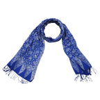 Handmade Batik Scarf, soft Cotton, Boulder, Blue, Light Blue, White - Che Cose Belle