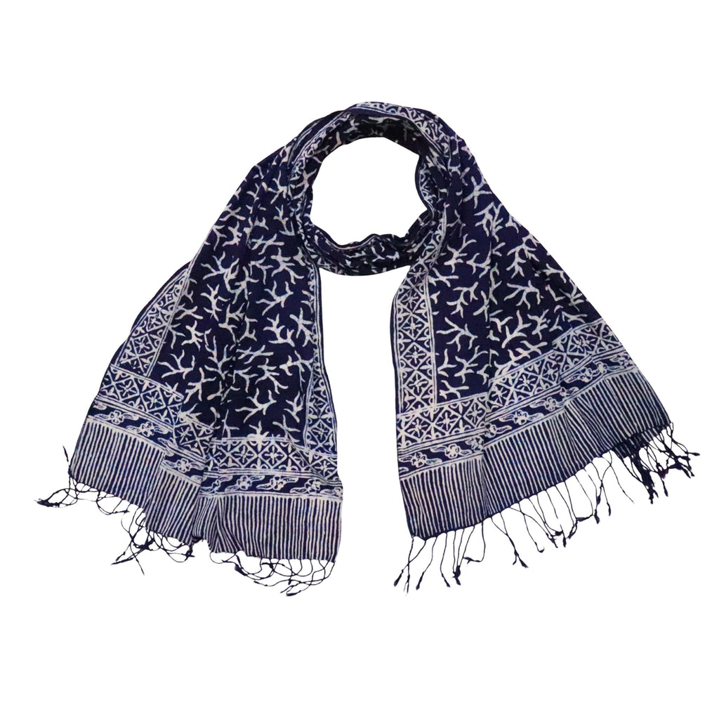 Handmade Batik Scarf - Soft Cotton - Mark, Blue - Che Cose Belle